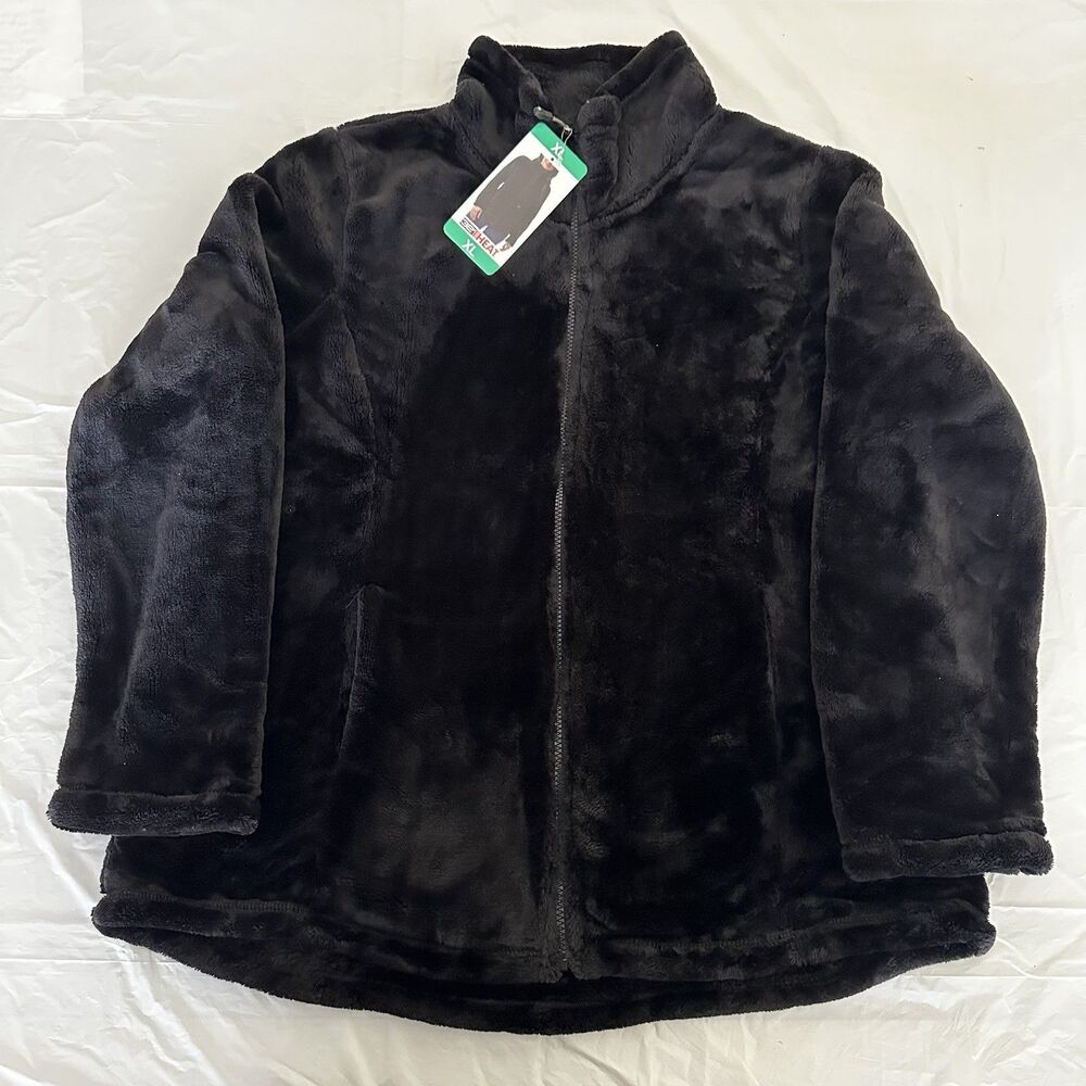32 Degrees Heat Women's Plush Faux Fur Teddy Jacket Black, Size Xl